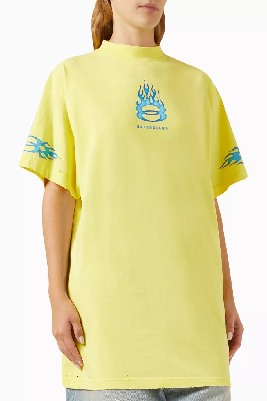 【BALENCIAGA】 イエロー Burning Unity Tシャツ Buy Balenciaga Yellow Unisex Burning Unity Oversized T-shirt