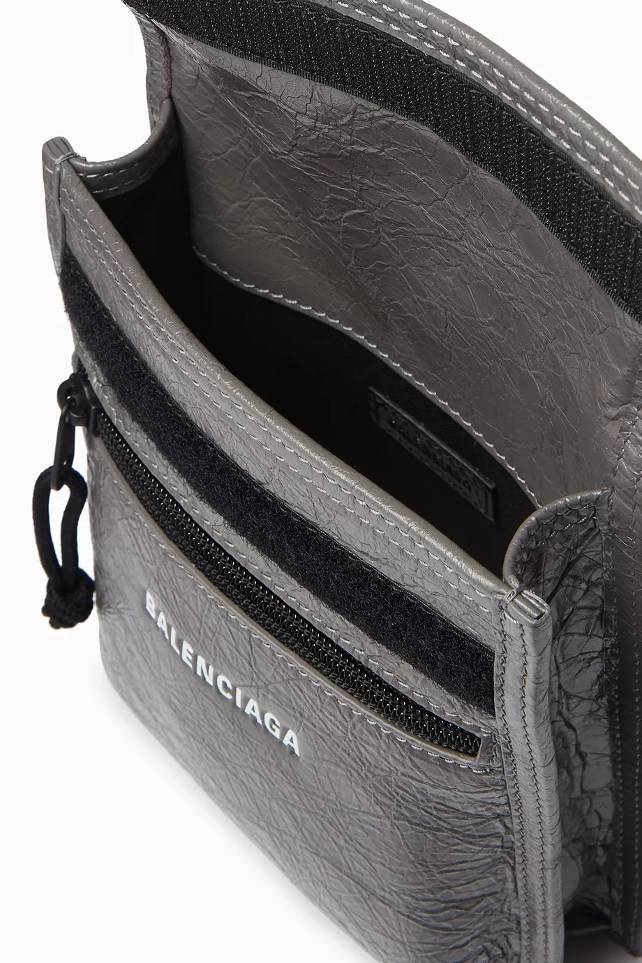Buy Balenciaga Grey Small Explorer Pouch Bag in Leather For Men Online Ounass Oman