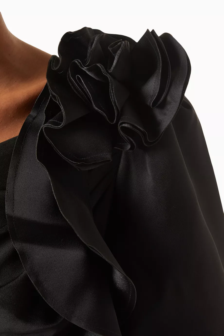 aje magnetic draped midi dress Magnetic Draped Midi Dress-BLACK / 4
