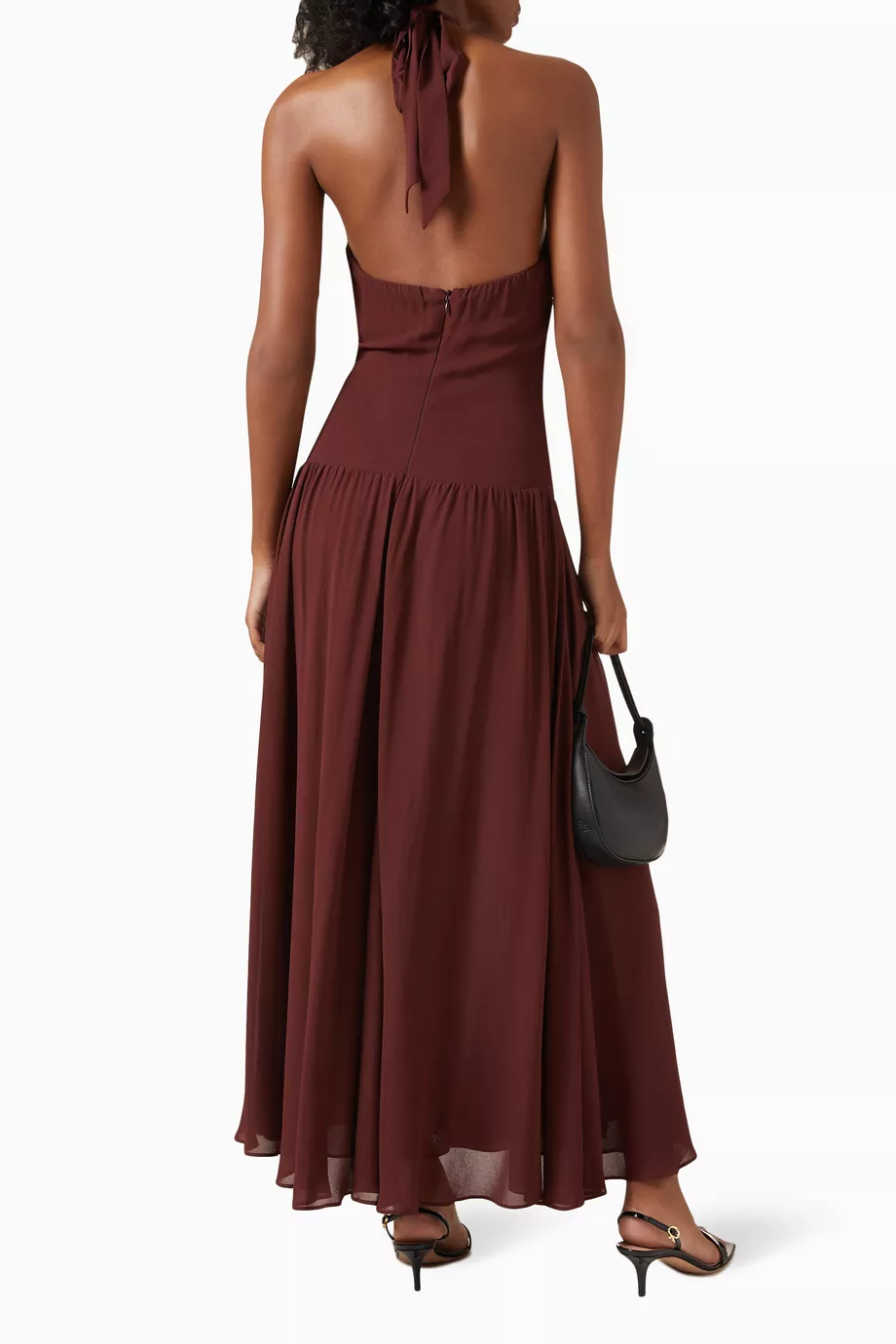 Buy Reformation Burgundy Cari Maxi Dress in Georgette For Women Online |  Ounass Oman