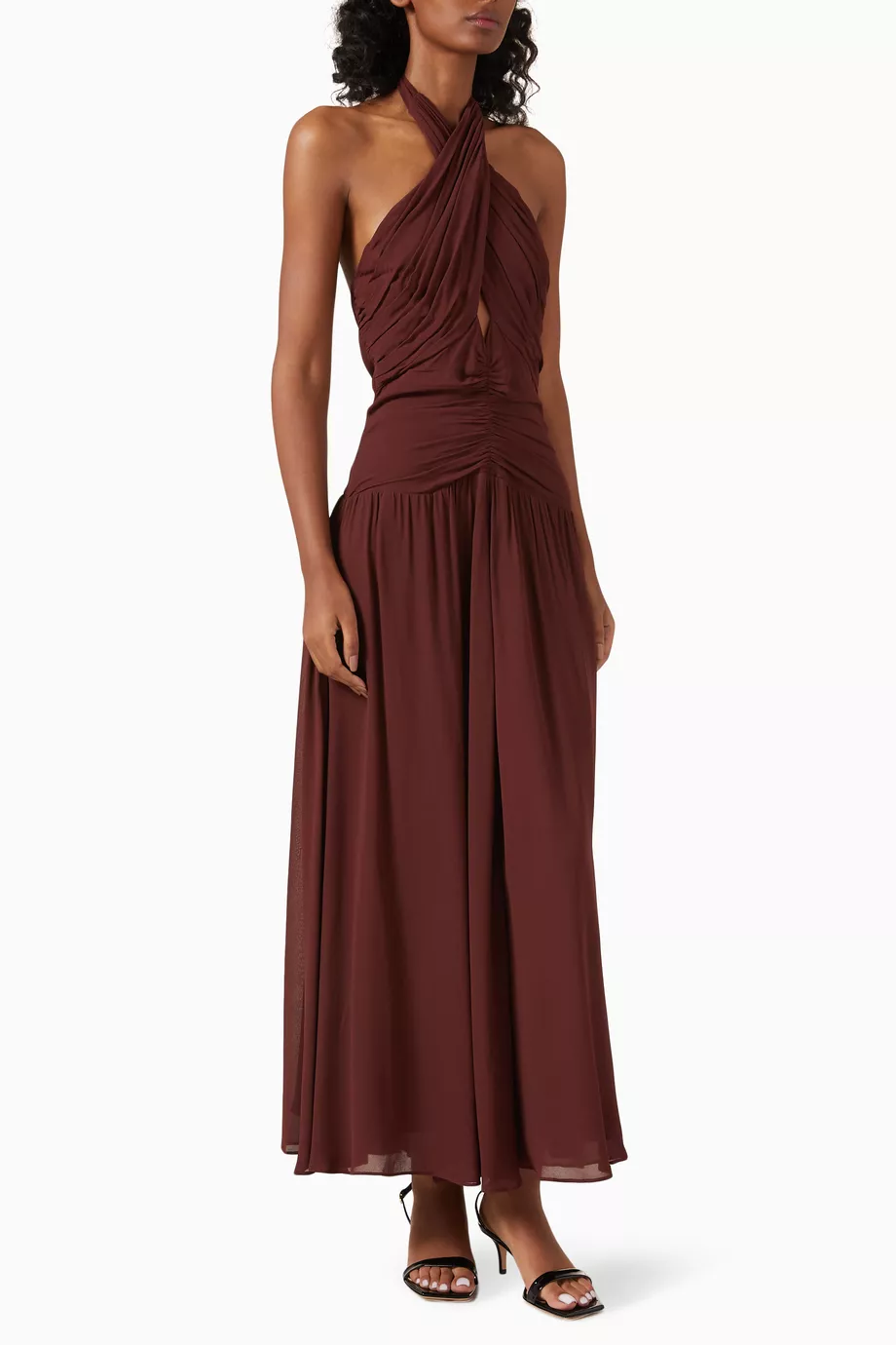 Buy Reformation Burgundy Cari Maxi Dress in Georgette For Women Online |  Ounass Oman