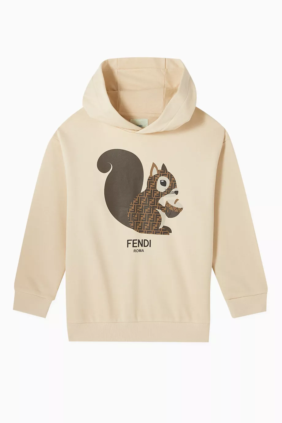 Buy Fendi Neutral Squirrel Hoodie in Fleece For Boys Online