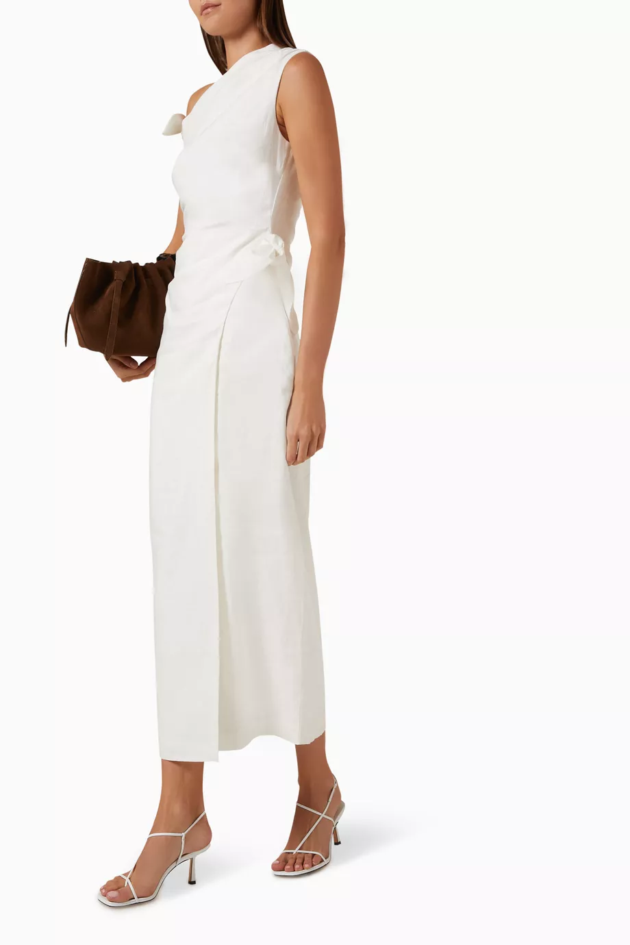 Buy SIR The Label White Tamara Tie Midi Dress in Linen For Women Online |  Ounass Oman
