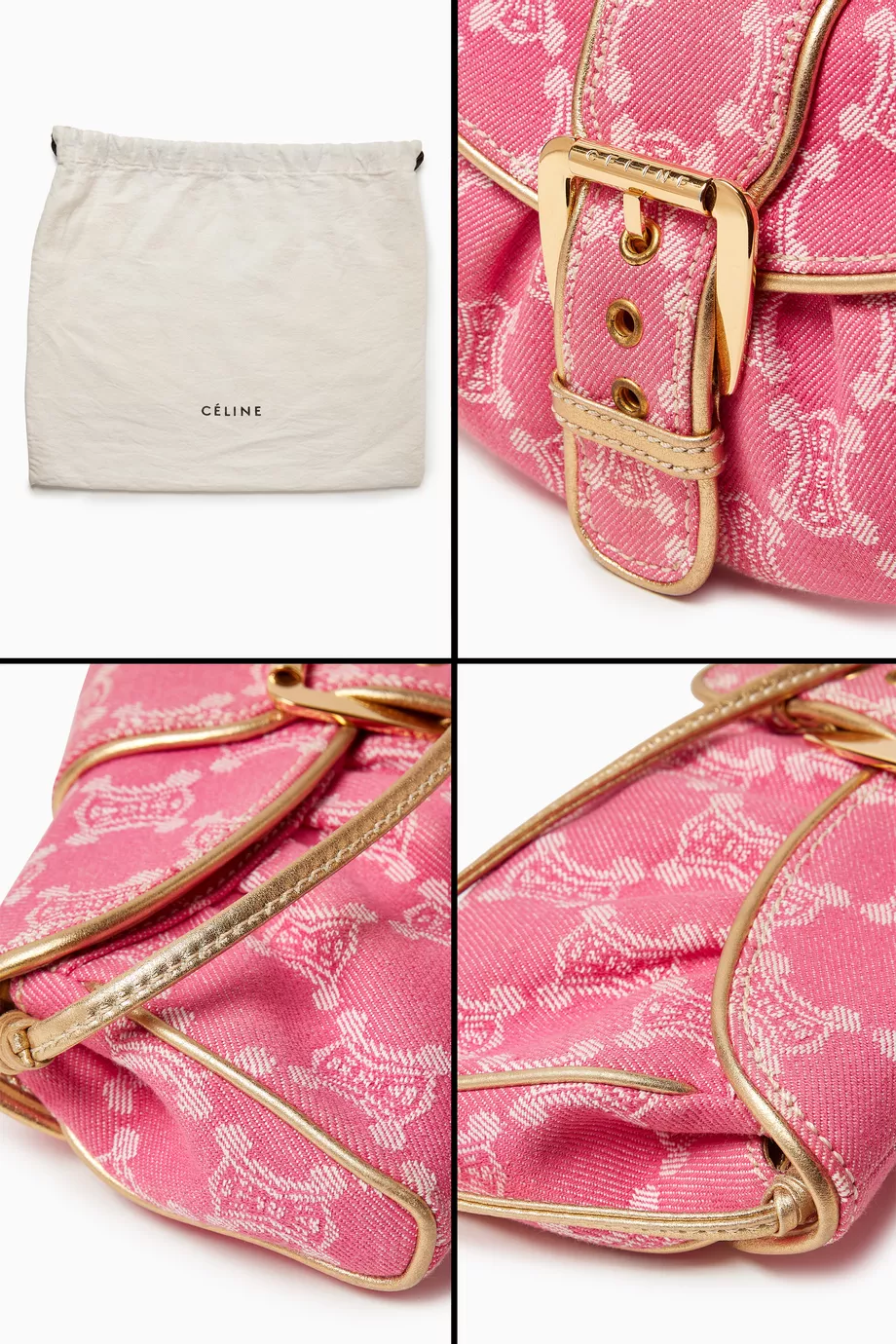 Buy Celine Pre-Loved Pink Macadam Shoulder Bag in Denim For Women