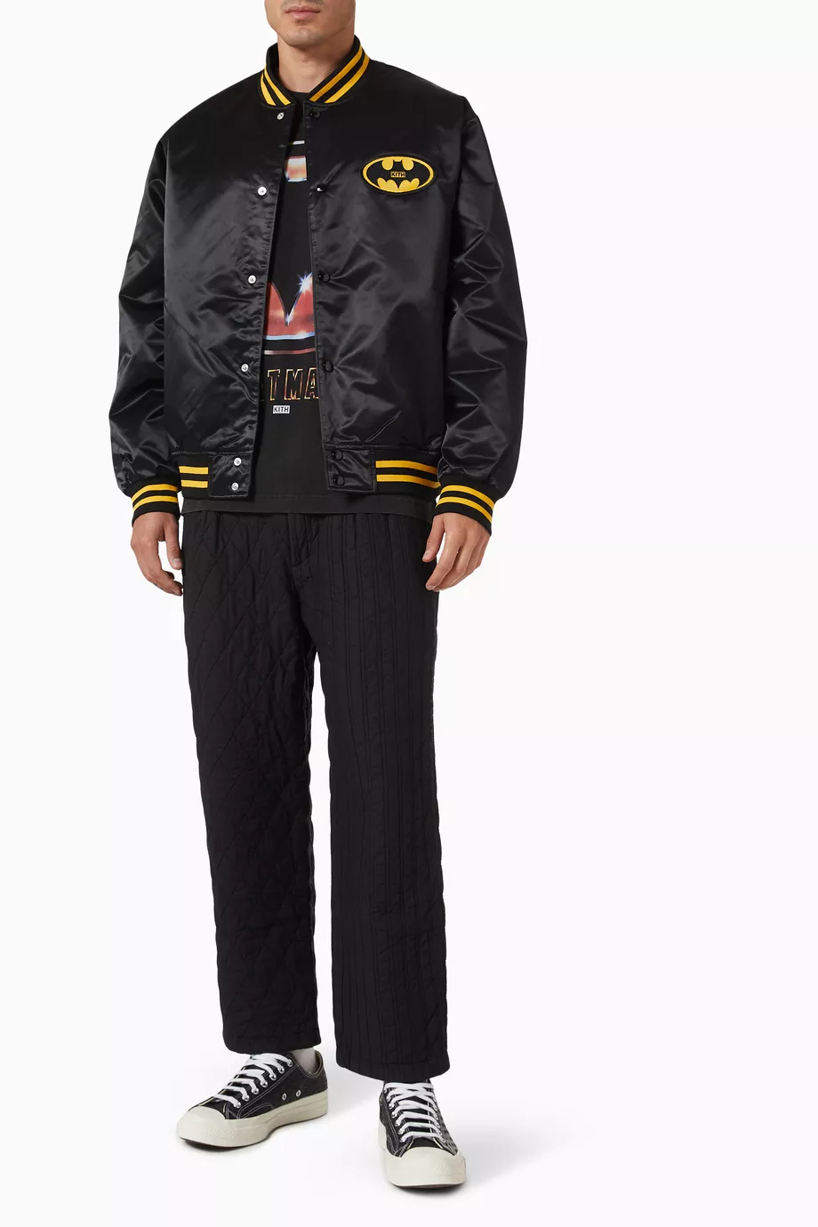 Buy Kith Black x Batman Bomber Jacket in Satin For Men Online