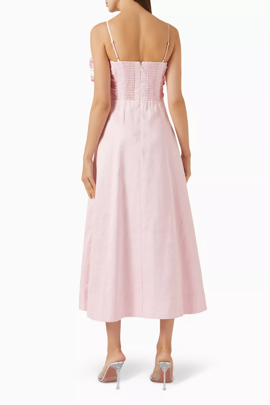 aje scarlett midi dress Aje | Dresses | New Aje Scarlett Midi Dress Au8us4 Bow Pink Blush Cherry  Blossom Vacation Linen