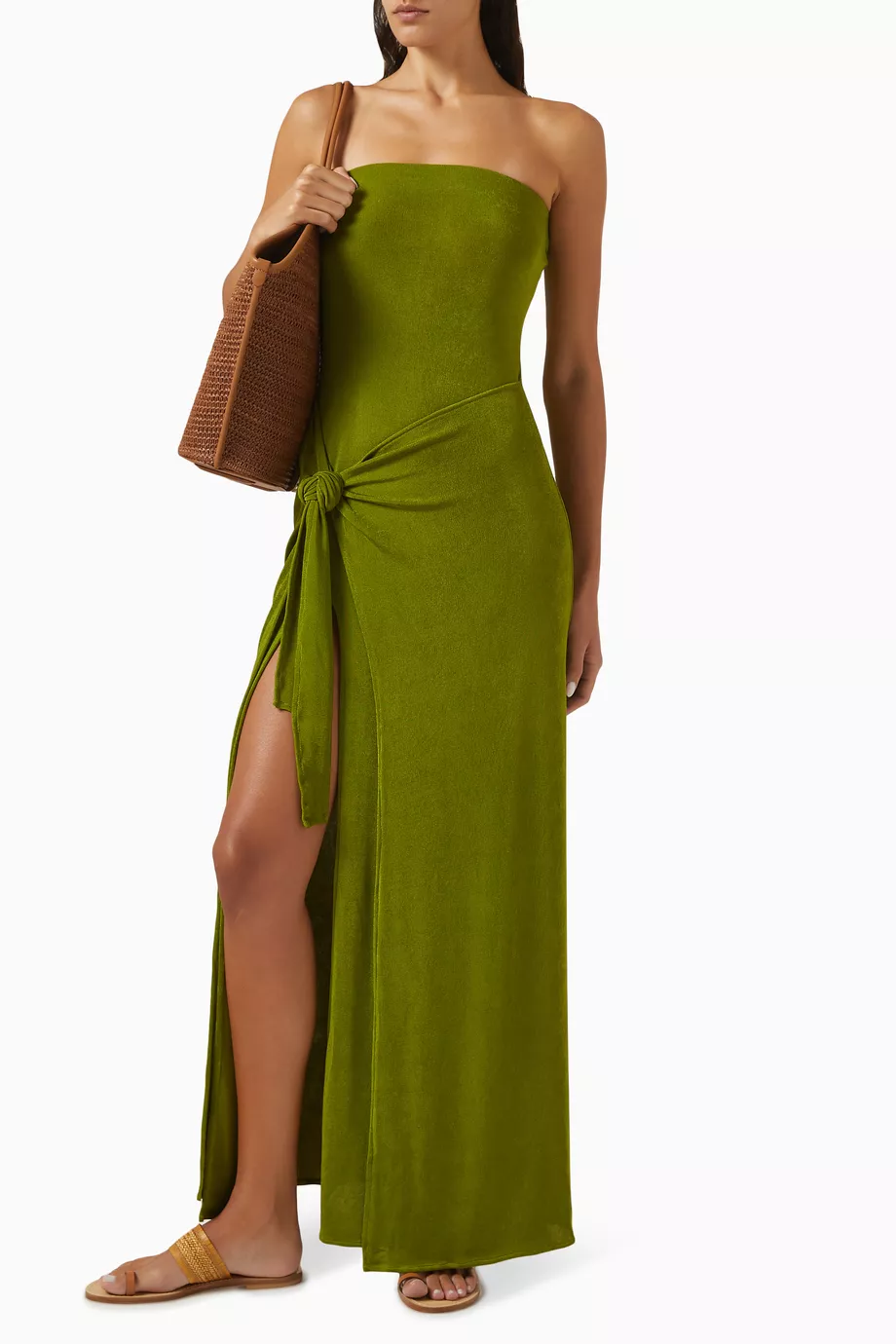 Buy Leslie Amon Green Sarong Twist Dress in Jersey For Women Online |  Ounass Oman
