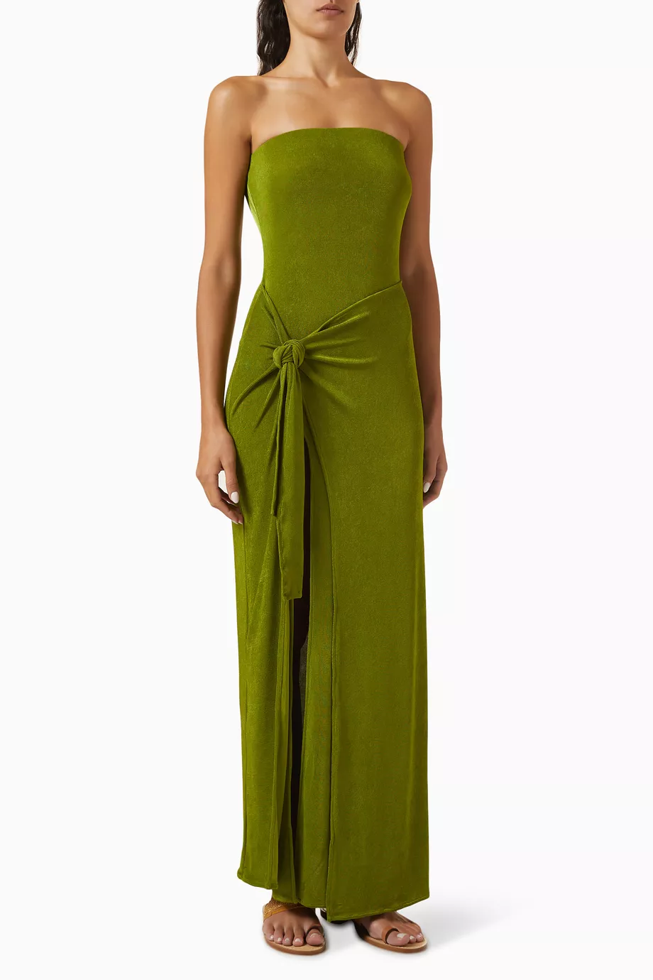 Buy Leslie Amon Green Sarong Twist Dress in Jersey For Women Online |  Ounass Oman