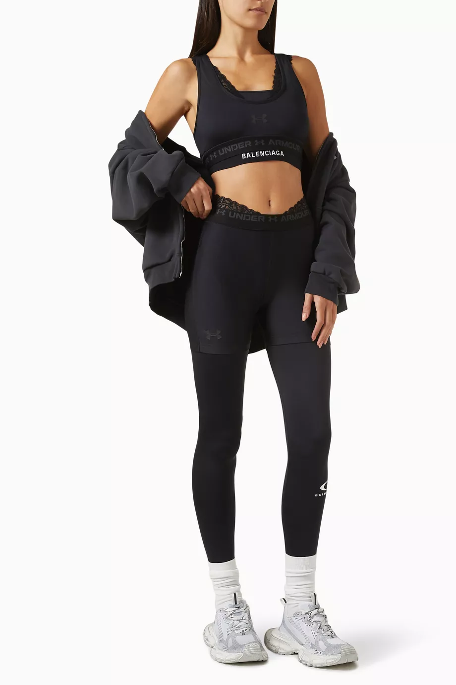 インナー・ルームウェアその他 BALENCIAGA Black Tech Jersey Balenciaga X Under Armour?? Bra Balenciaga Tech Jersey X Under Armourâ Bra in Black | Lyst