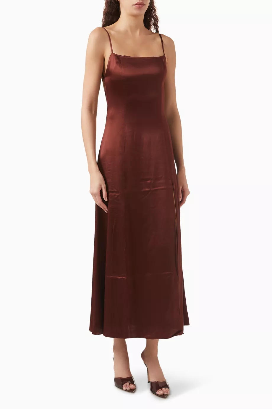 melina silk dress Melina Enchanting Strapless Slit Floor Length Satin Party Dresses, Daffodil