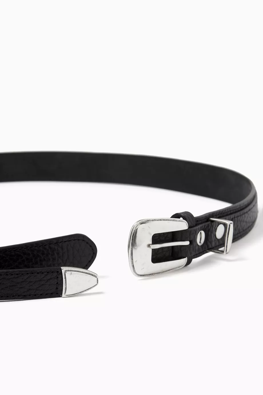 Buy Lemaire Black Minimal Western Belt in Leather For Men Online