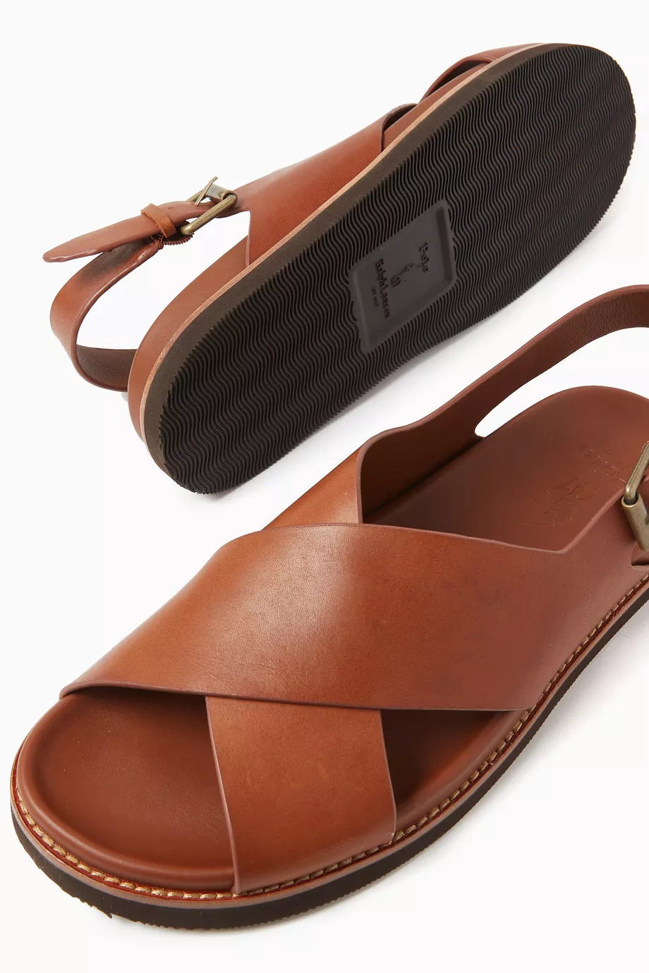 Buy Polo Ralph Lauren Brown Zane Sandals in Leather For Men Online
