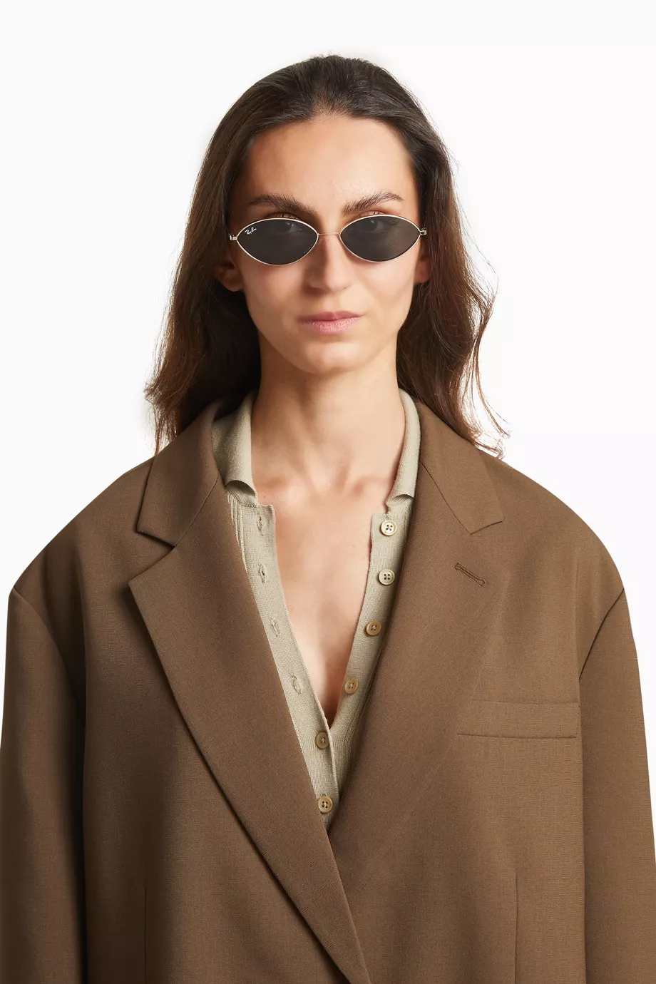 Buy Ray-Ban Grey Kai Bio-Based Oval Sunglasses in Metal For  display picture 2
