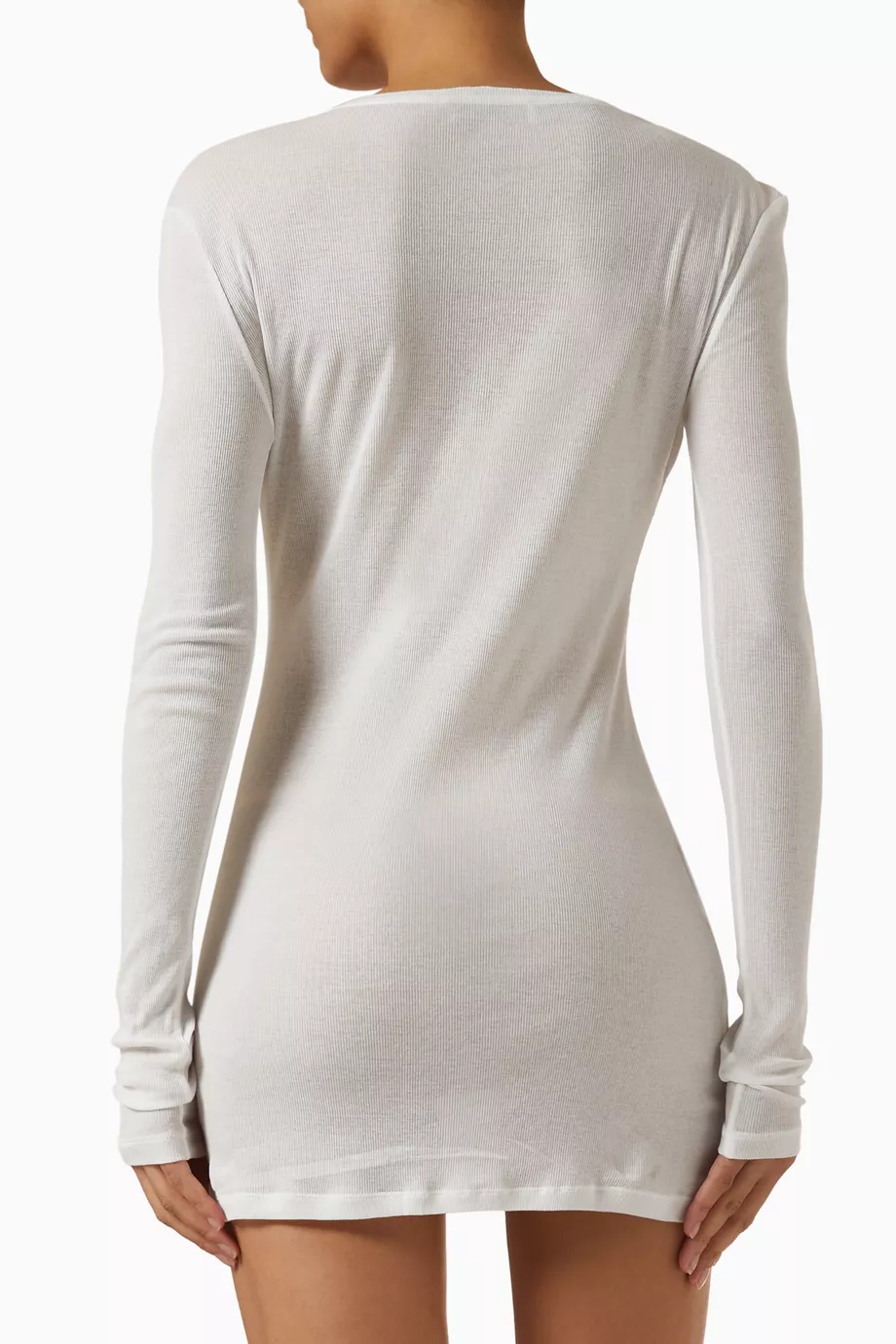 miu miu logo-patch ribbed jersey dress Miu Miu Jersey Dress in Grigio