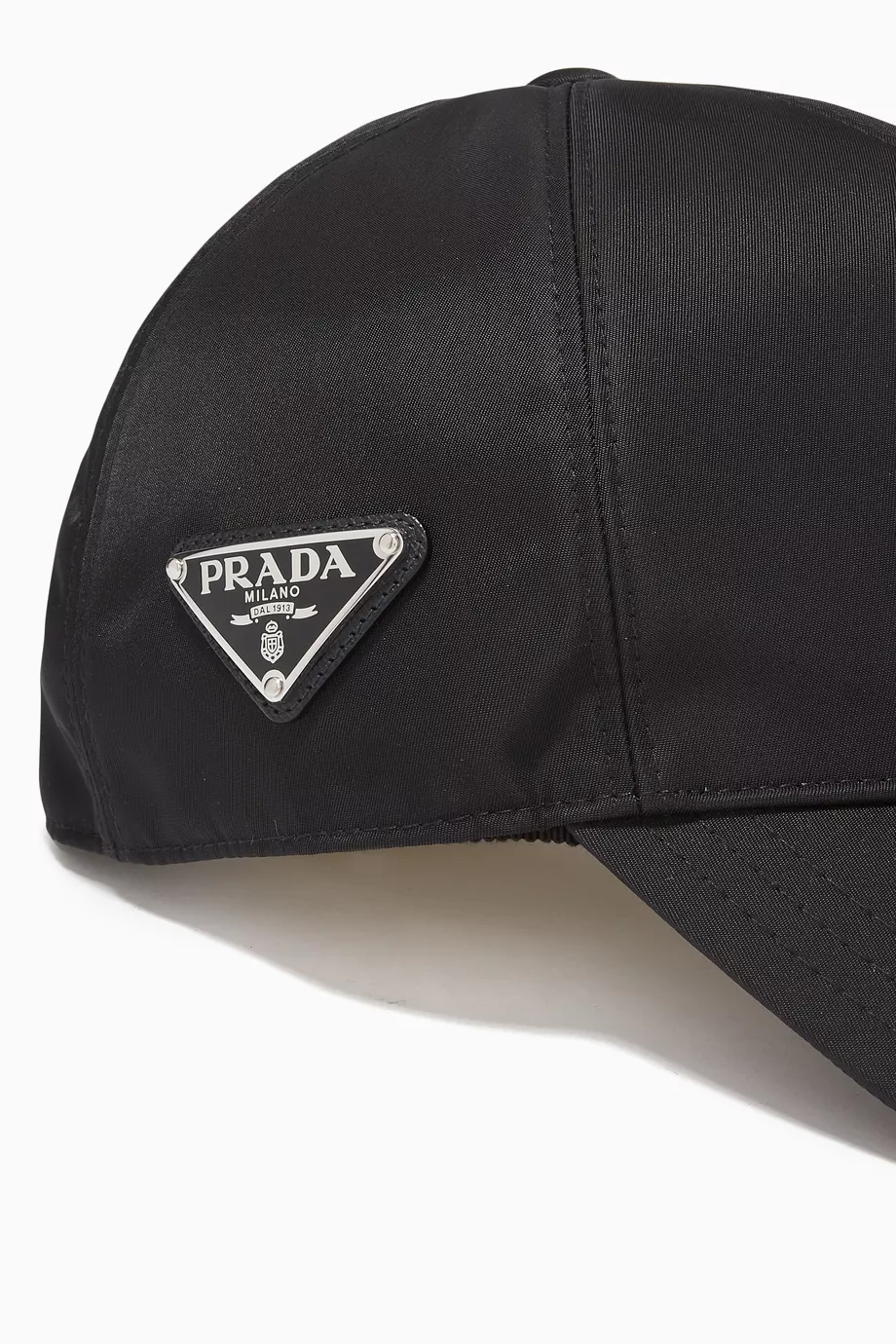 Buy Prada Black Triangle Logo Baseball Cap in Re-Nylon For  display picture 1