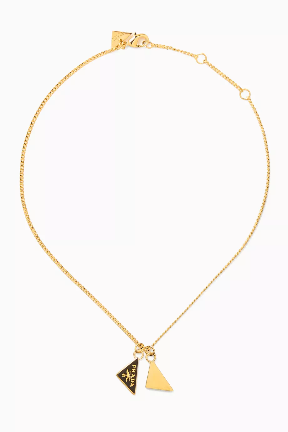 Buy Prada Metallic Triangle Logo Necklace in Enamelled Metal For