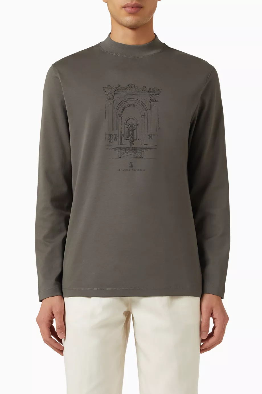 Buy Brunello Cucinelli Grey Interlock T-shirt in Cotton For Men