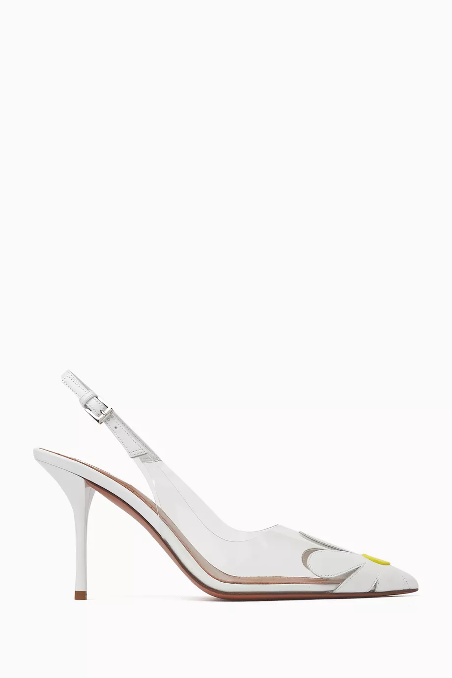 Buy Alaïa White Bloom Slingback 90 Pumps in Nappa Leather For