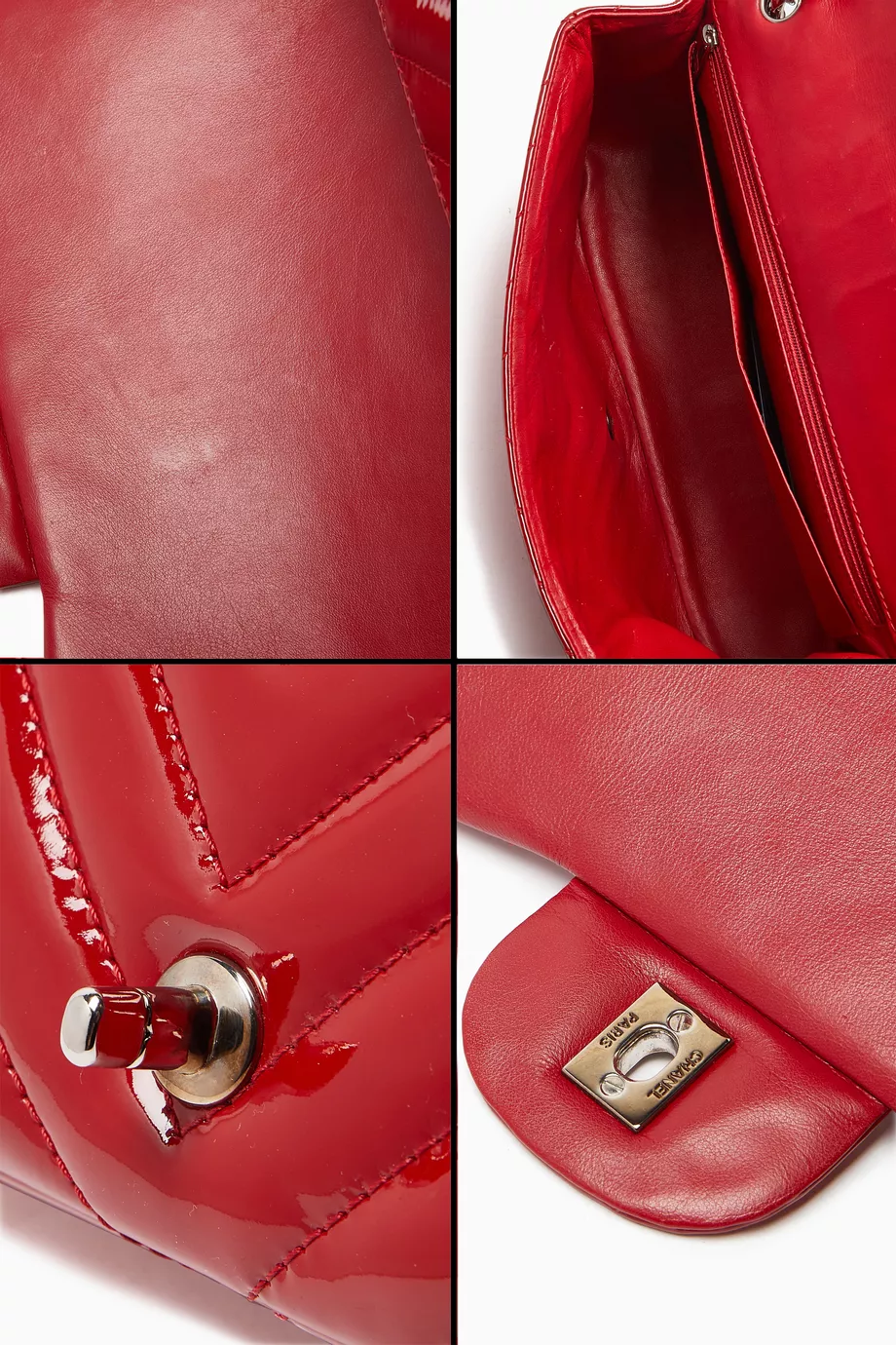 Buy Chanel Pre-Loved Red Jumbo Classic Single Flap Bag in Chevron
